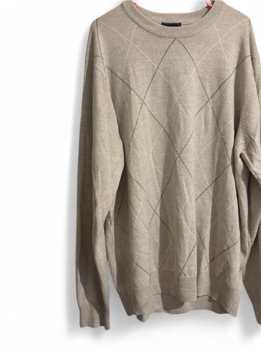 Dockers Beige Argyle-Pattern Crewneck Sweater